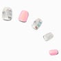 Pink Chrome Butterfly Coffin Press On Vegan Faux Nail Set - 24 Pack,