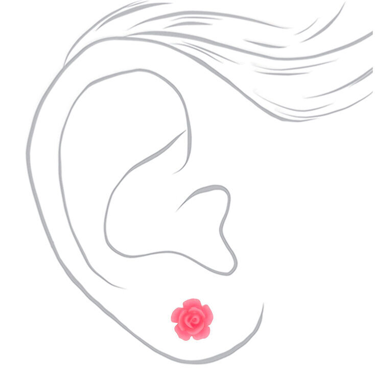 Pink Parisian Love Stud Earrings - 6 Pack,