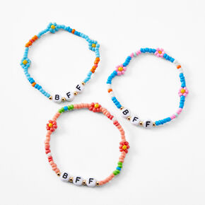 Best Friends Forever Beaded Flower Bracelets - 3 Pack,