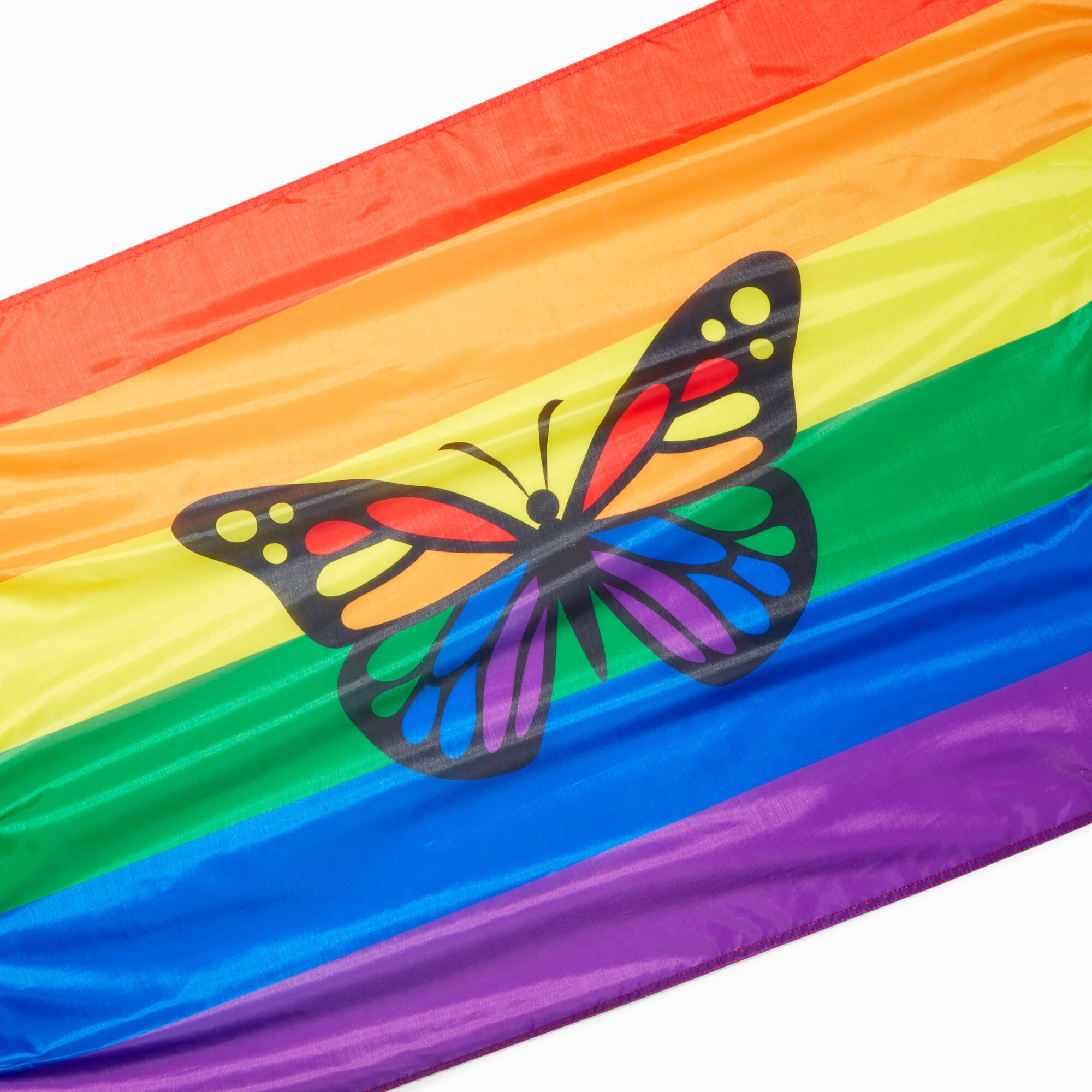 View Claires Stripe Butterfly Flag Rainbow information