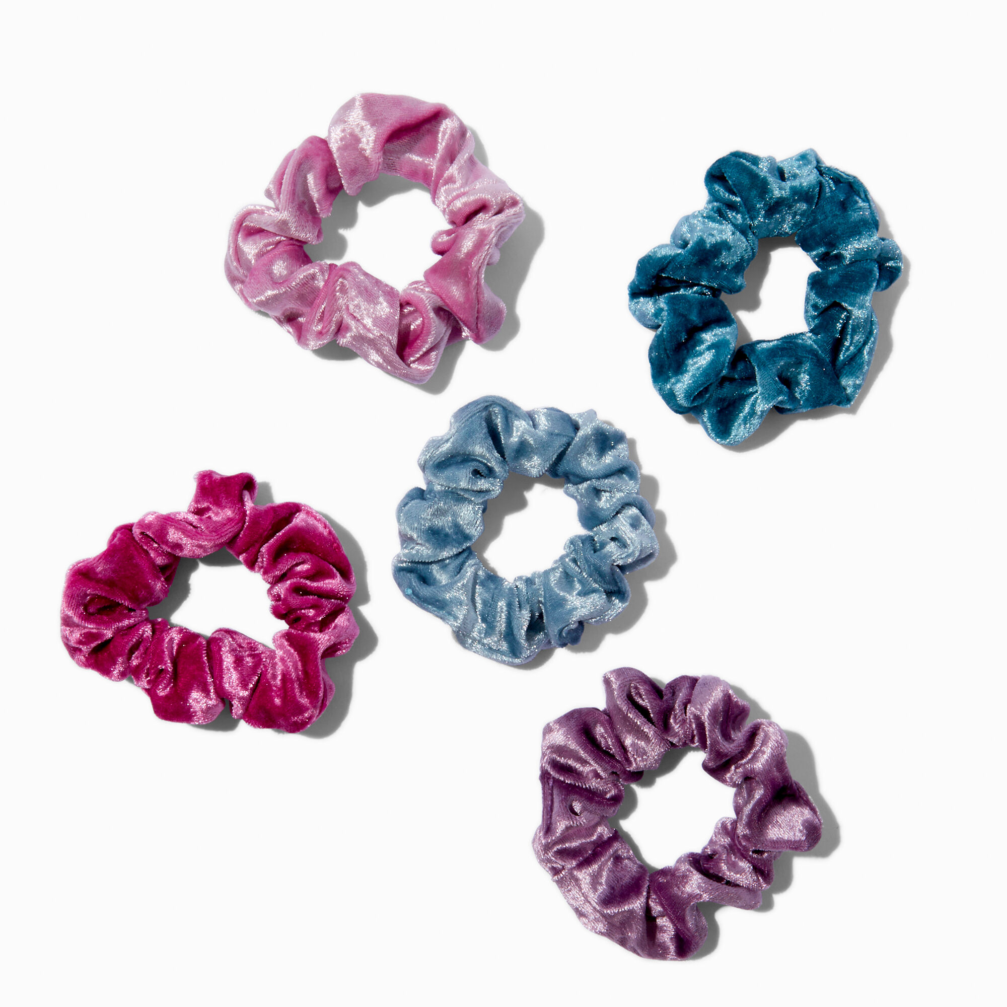 Velvet Sheen Mixed Hair Scrunchies - 5 Pack,