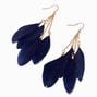 Navy Blue 3.5&quot; Feather Drop Earrings,