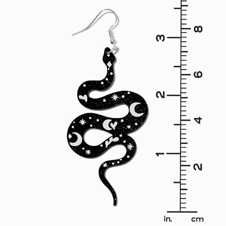 Black Celestial Snake 3&quot; Drop Earrings ,