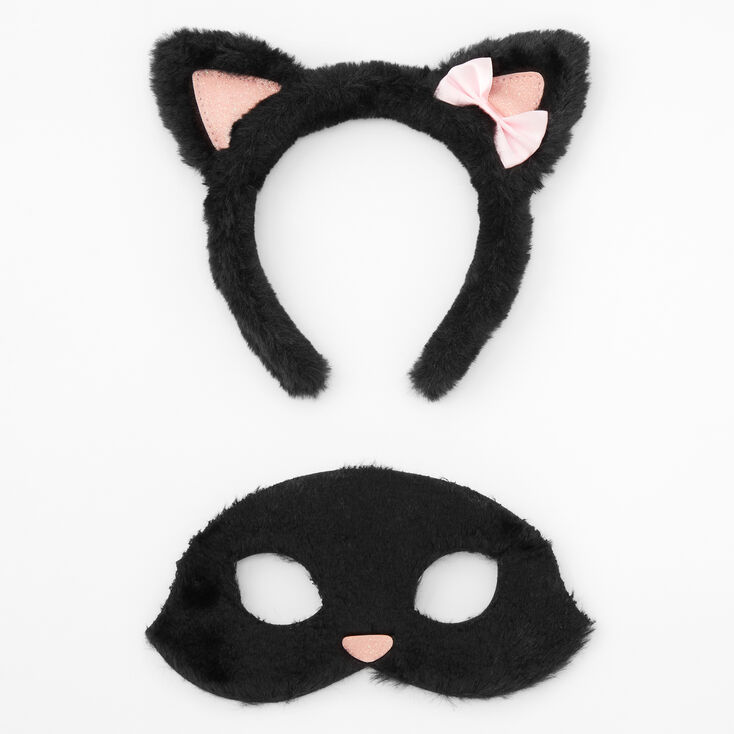 Claire&#39;s Club Cat Headband &amp; Mask Set - Black, 2 Pack,