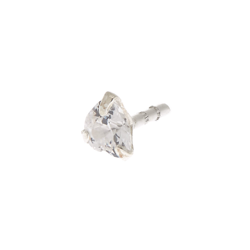Clou pour piercing labret 1,2 mm motif cœur en zircon cubique d'imitation,