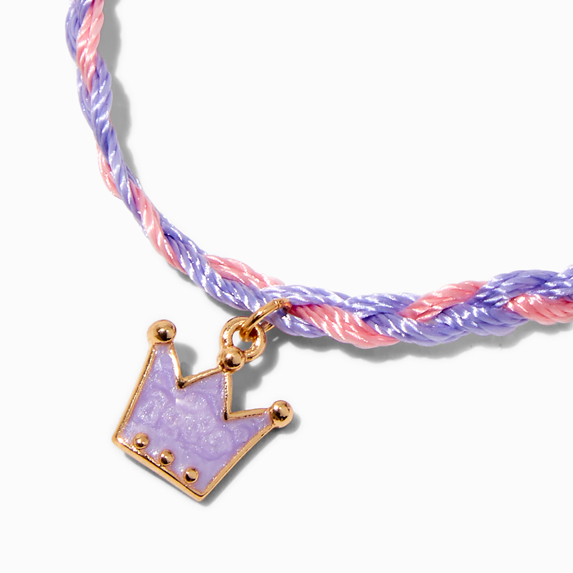 Purple & Pink Crown Braided Adjustable Bracelet ,
