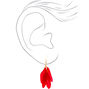 Gold 3.5&quot; Feather Drop Earrings - Red,