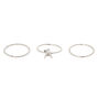 Silver Initial Midi Rings - A, 3 Pack,