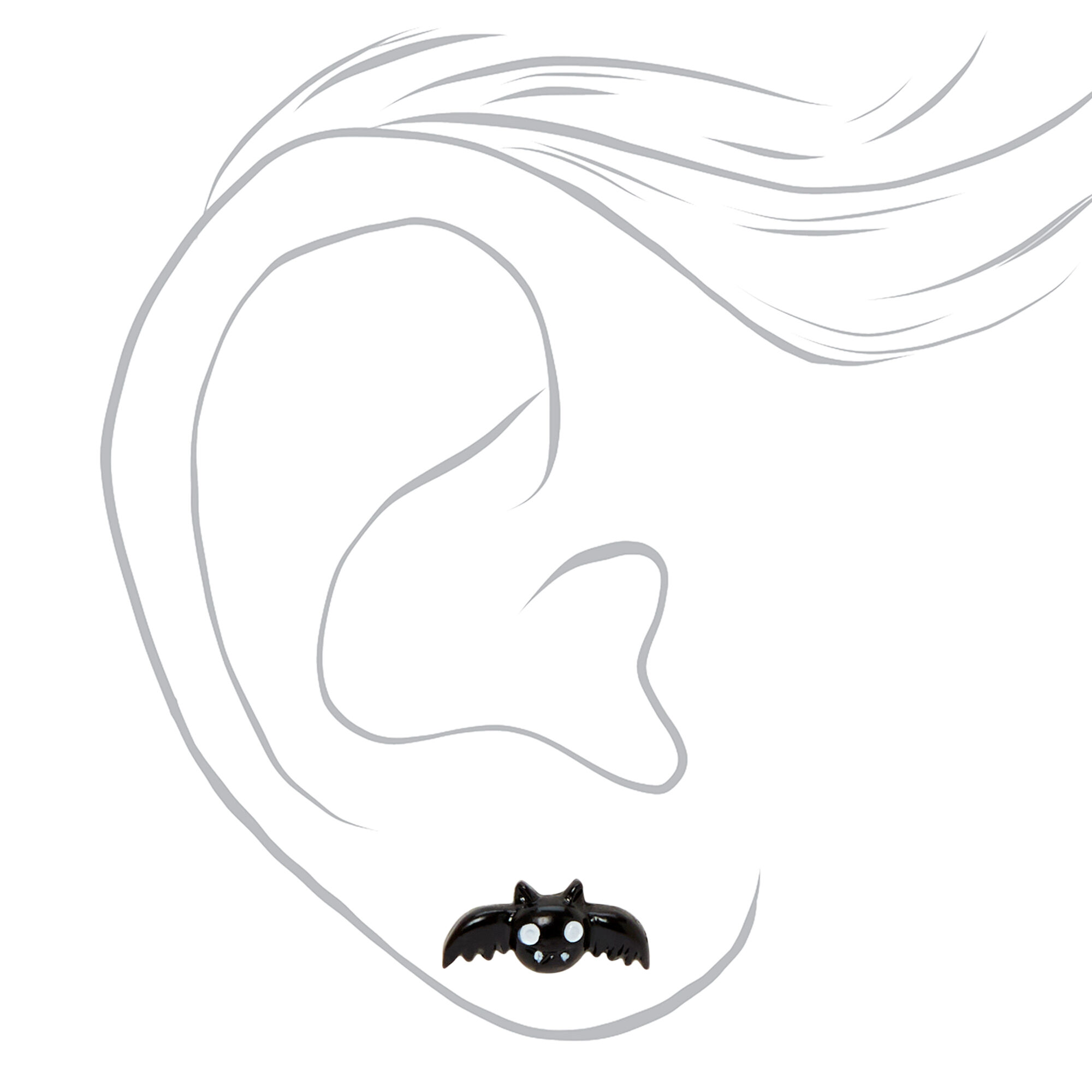 Silver Vampire Stud Earrings - 3 Pack,