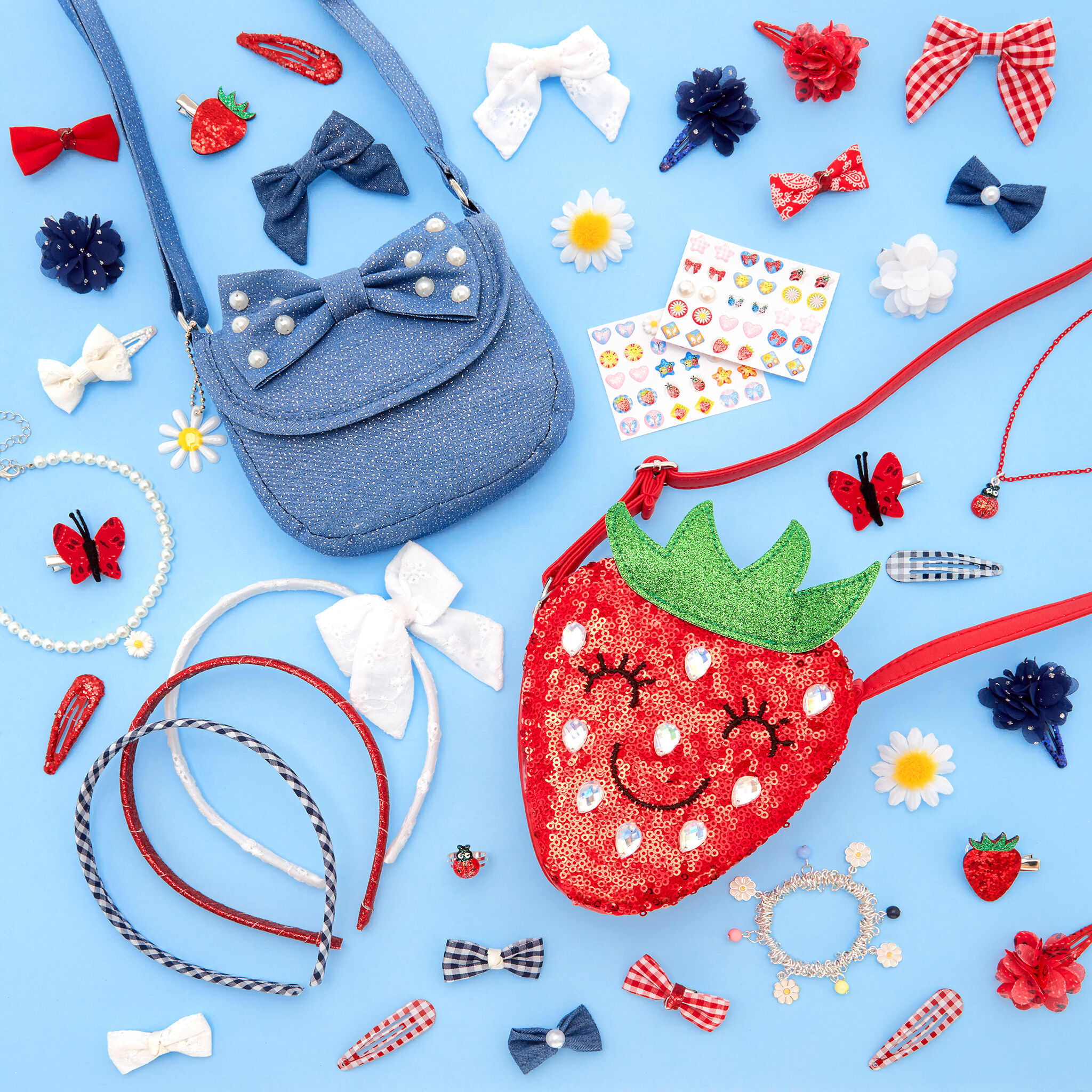 Claire's Club Strawberry Hair Clips - 6 Pack,