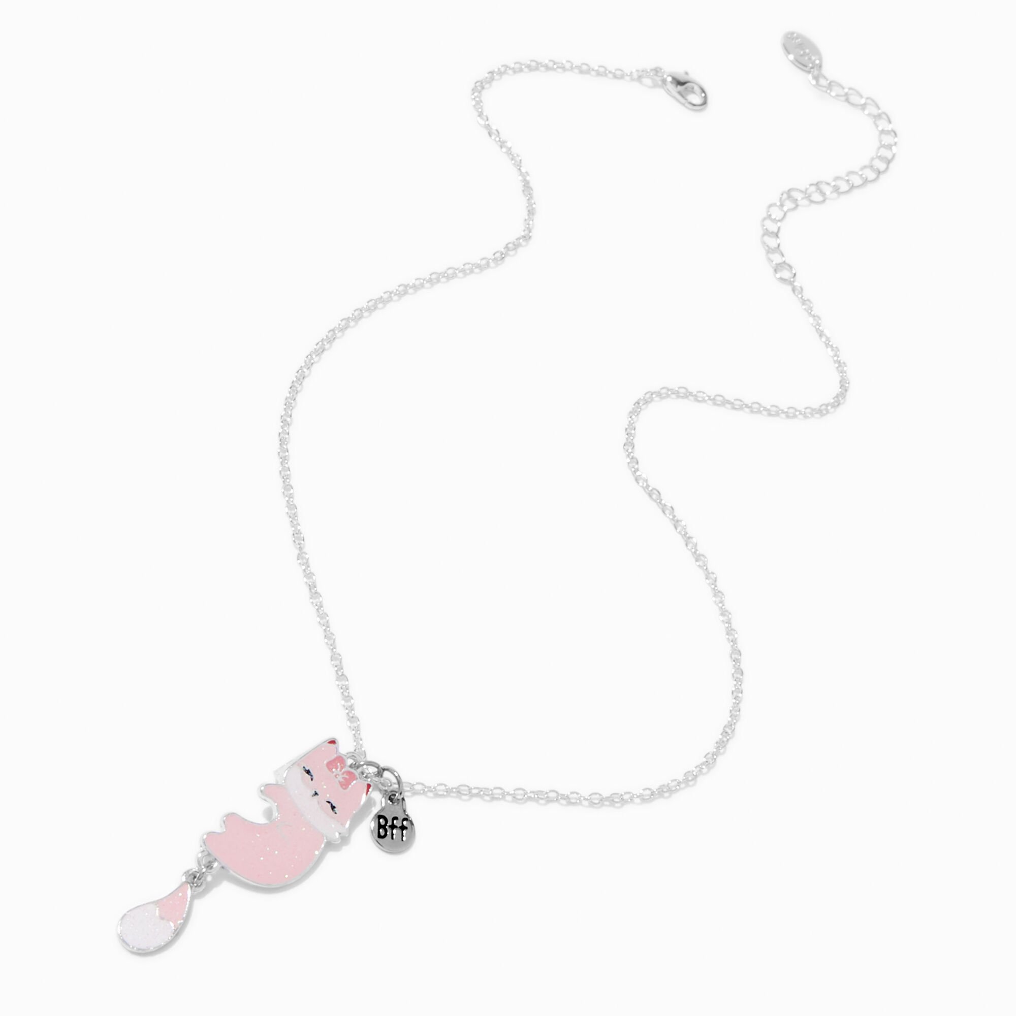 Best Friends Glitter Pink Fox Pendant Necklaces - 2 Pack,