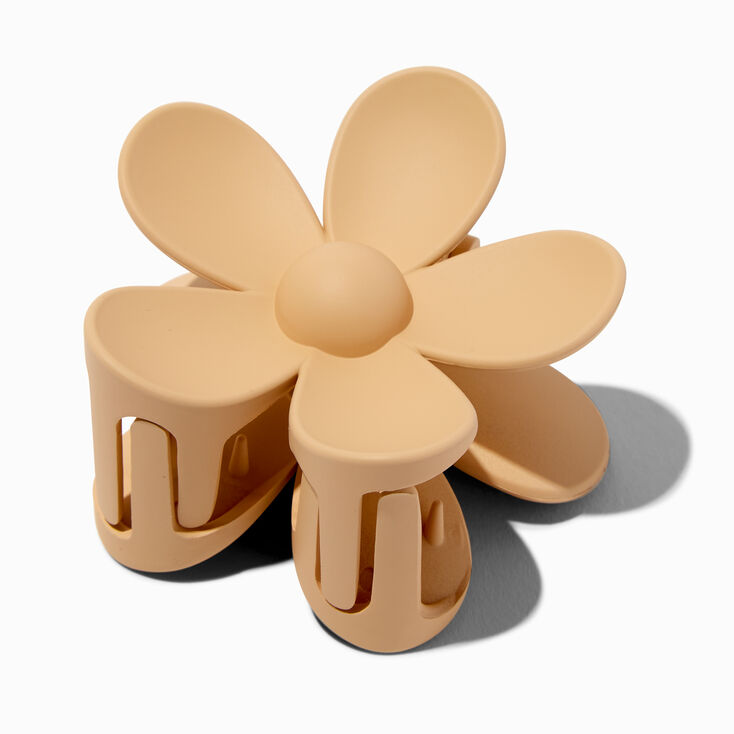 Matte Tan Flower Medium Hair Claw,