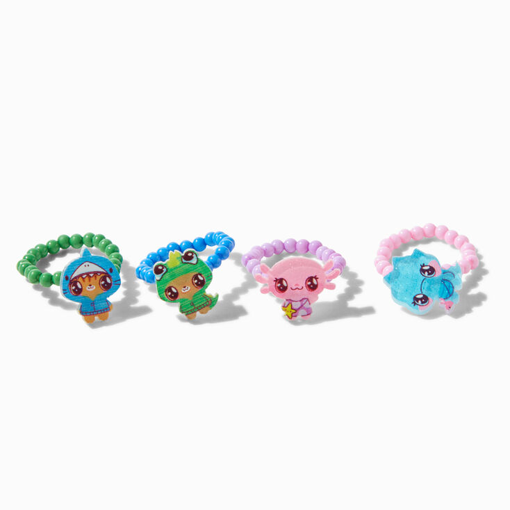 Claire&#39;s Club Hoodie Critter Beaded Stretch Rings - 5 Pack,