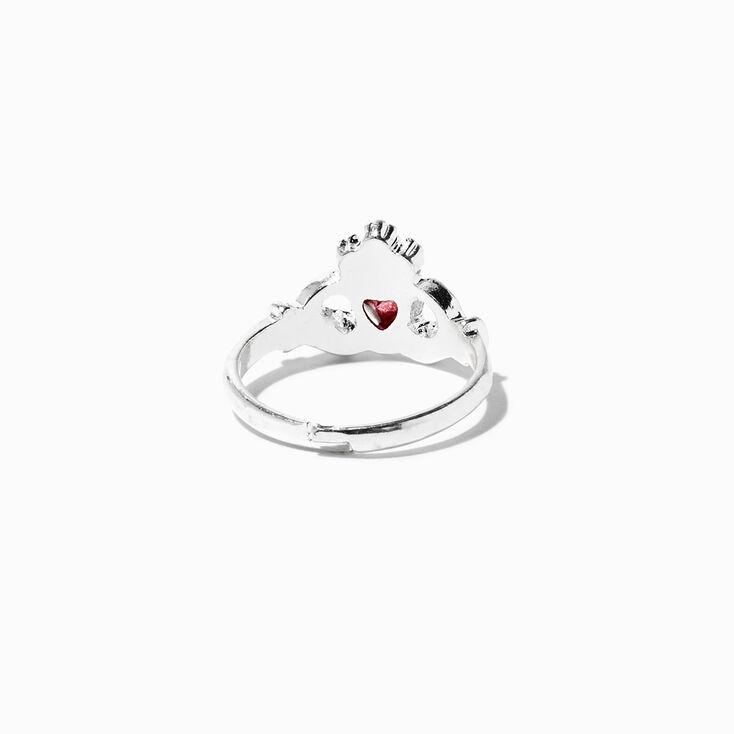Silver Claddagh Birthstone Ring - February,