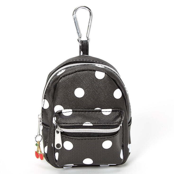 Claire's Porte-clés mini sac à dos avec motif à pois - Noir