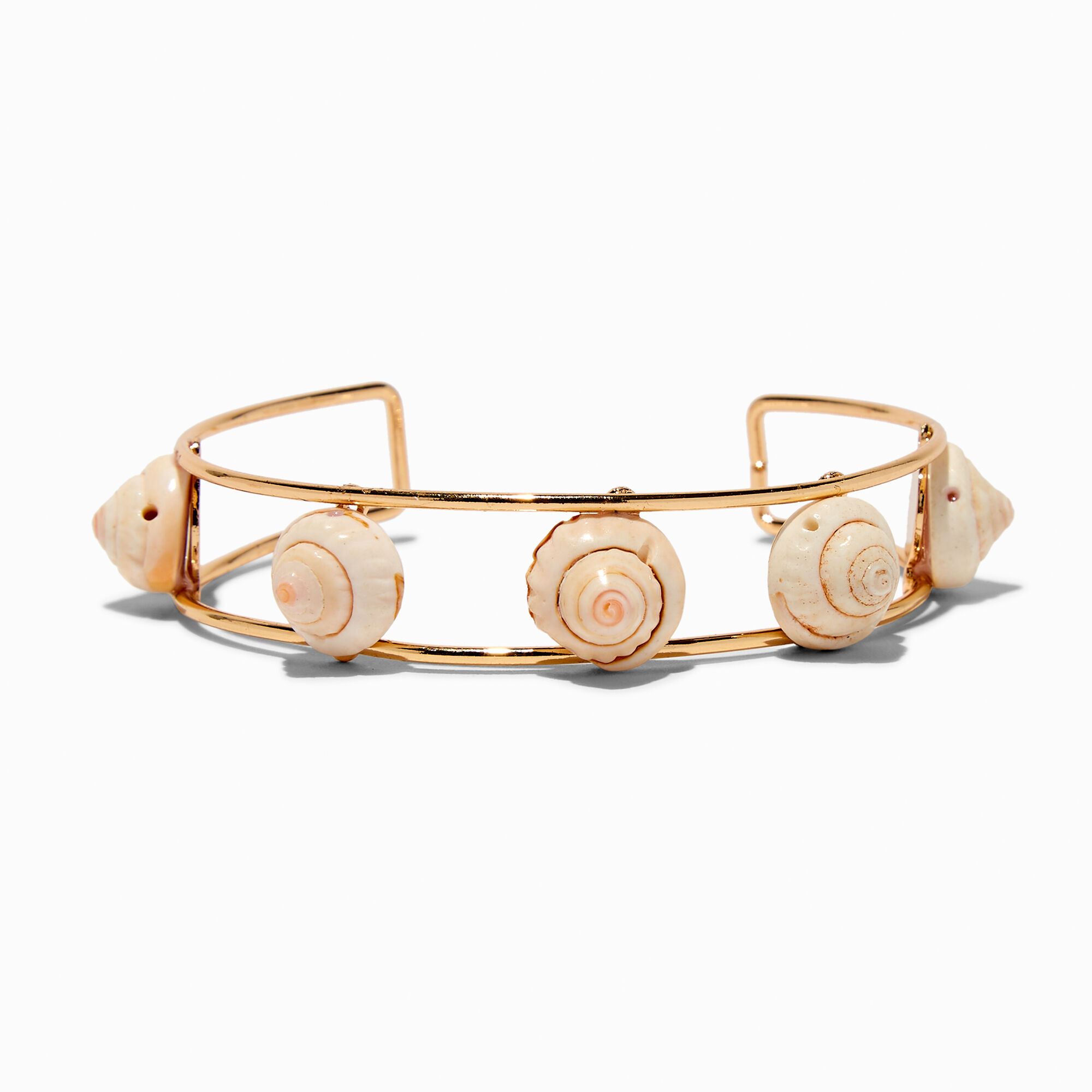 View Claires Tone Open Seashell Cuff Bracelet Gold information