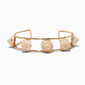 Gold-tone Open Seashell Cuff Bracelet ,
