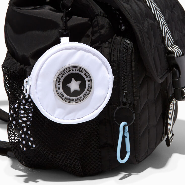 Sporty Chevron Black Mini Flap Backpack,