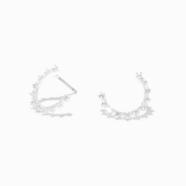 Silver Cubic Zirconia Delicate Ring Stud Earrings,