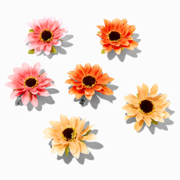 Melon Daisy Hair Clips - 6 Pack,