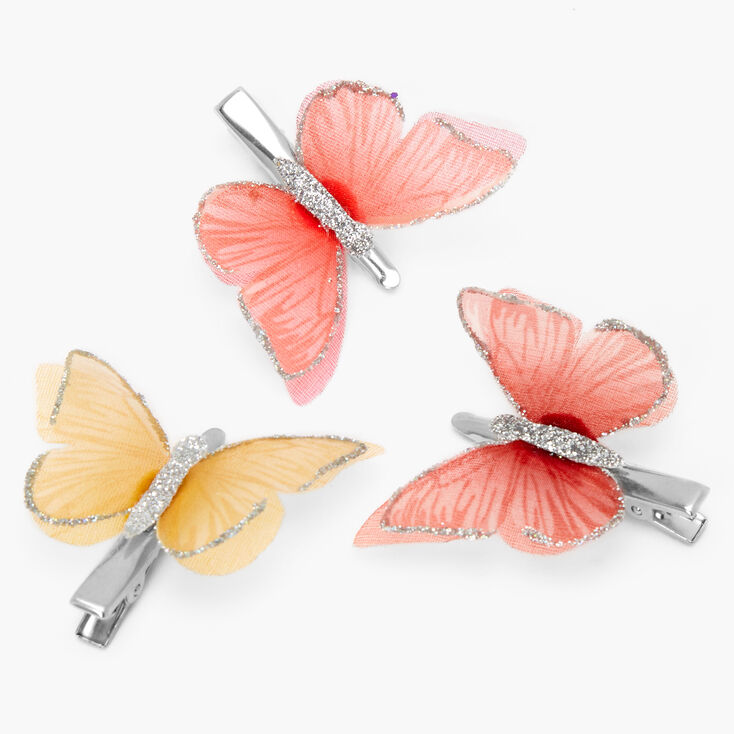 Silver Warm Toned Butterfly Hair Clips - 3 Pack,