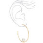 Gold 45MM Single Pearl Hoop Earrings,