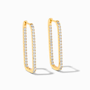C LUXE by Claire&#39;s 18k Yellow Gold Plated 10MM Pav&eacute; Cubic Zirconia Oval Hoop Earrings,