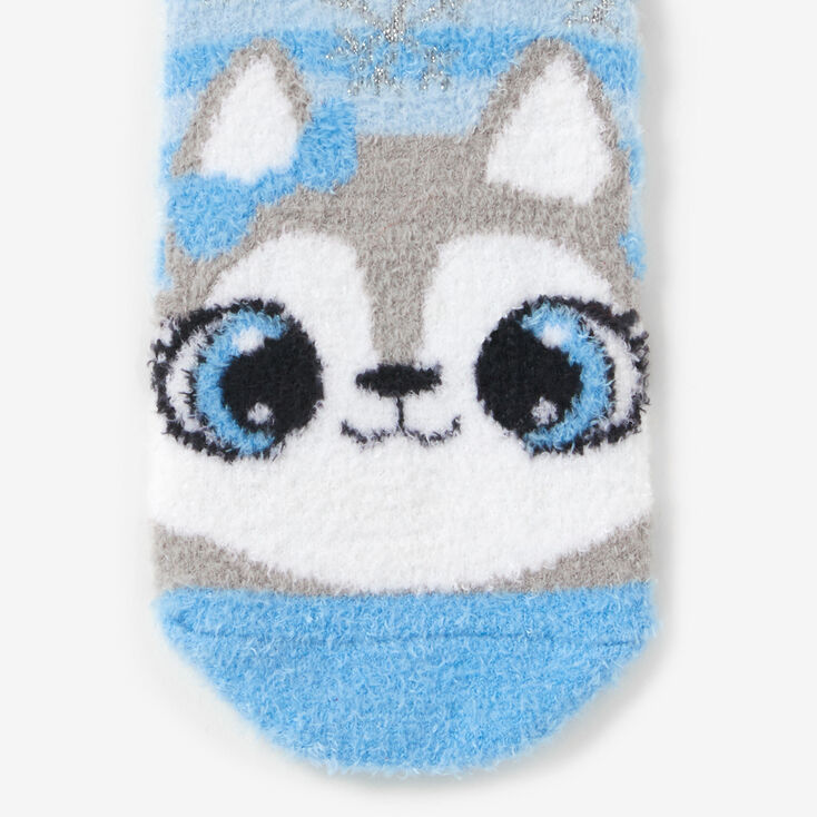 Cozy Husky Blue Crew Socks,