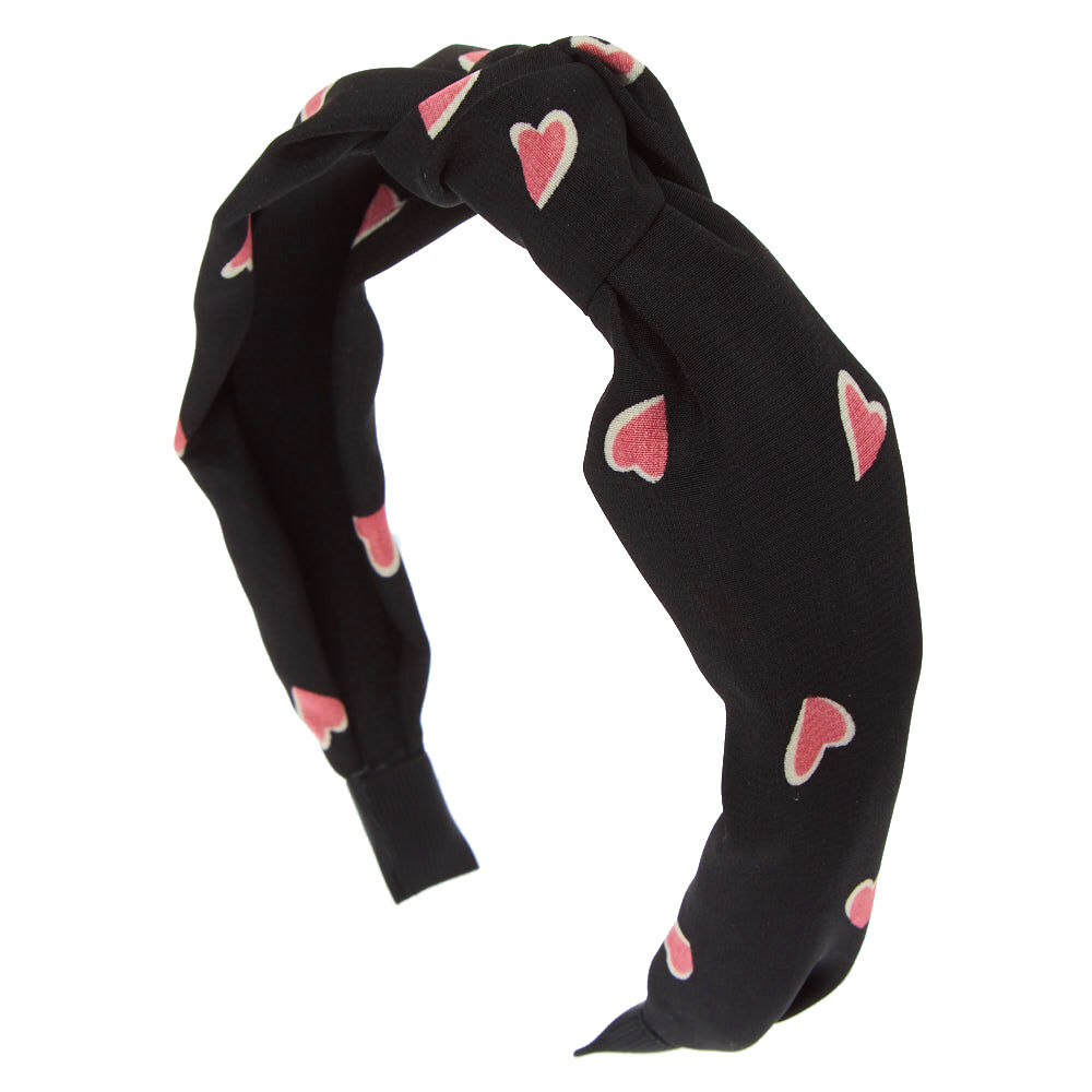 Serre-tête noué joli cœur rose - Noir,