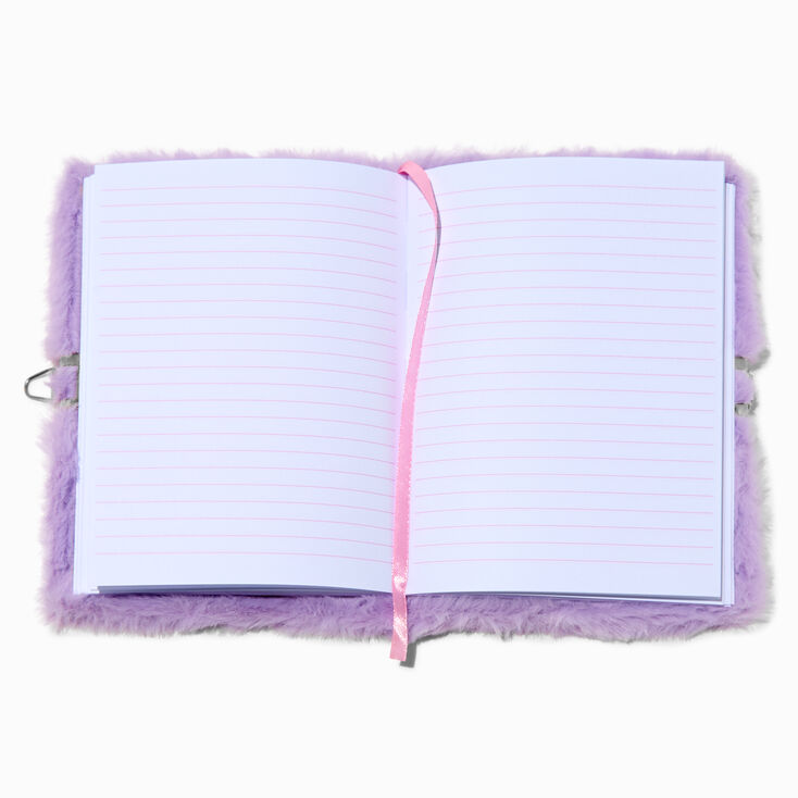 Purple Unicorn Shaker Furry Lock Diary,