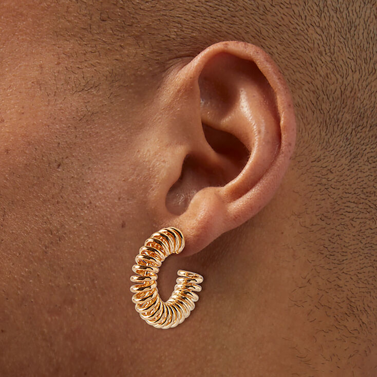 Boucles d&#39;oreilles devant-derri&egrave;re empilables en zircon cubique couleur dor&eacute;e - Lot de 3,