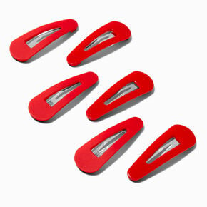 Mixed Bright Red Snap Hair Clips - 6 Pack,