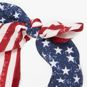 Patriotic American Flag Inspired Knotted Bow Headband,