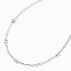 Silver-tone Butterfly Herringbone Chain Necklace,