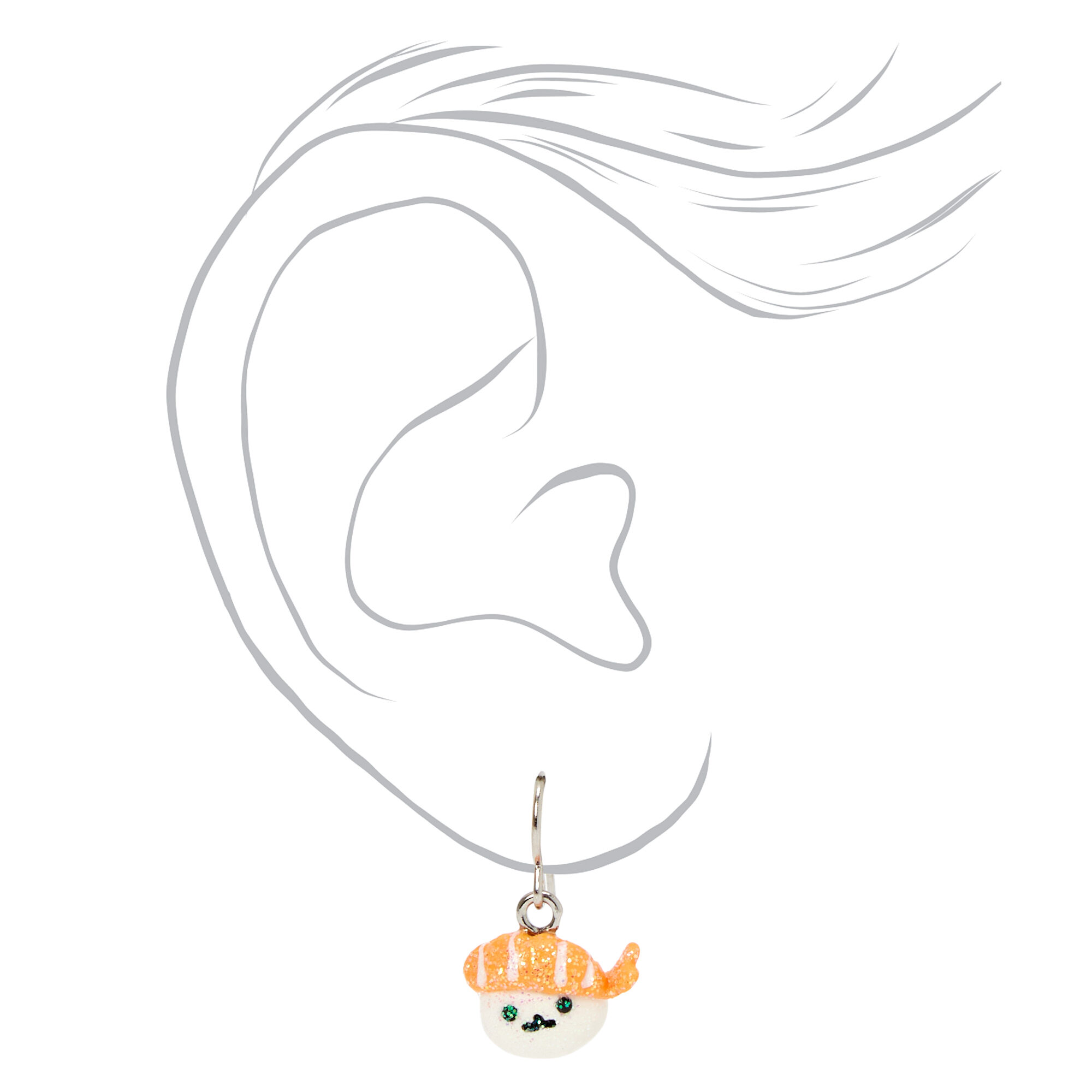Silver 1'' Sushi Drop Earrings - 3 Pack,