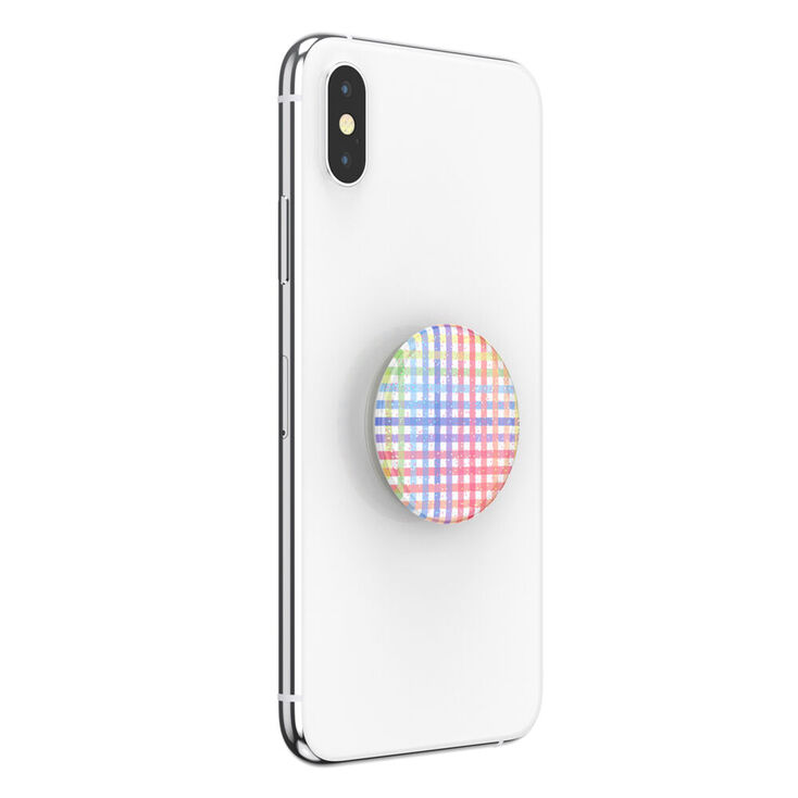 PopGrip PopSockets interchangeable vichy arc-en-ciel &agrave; paillettes,