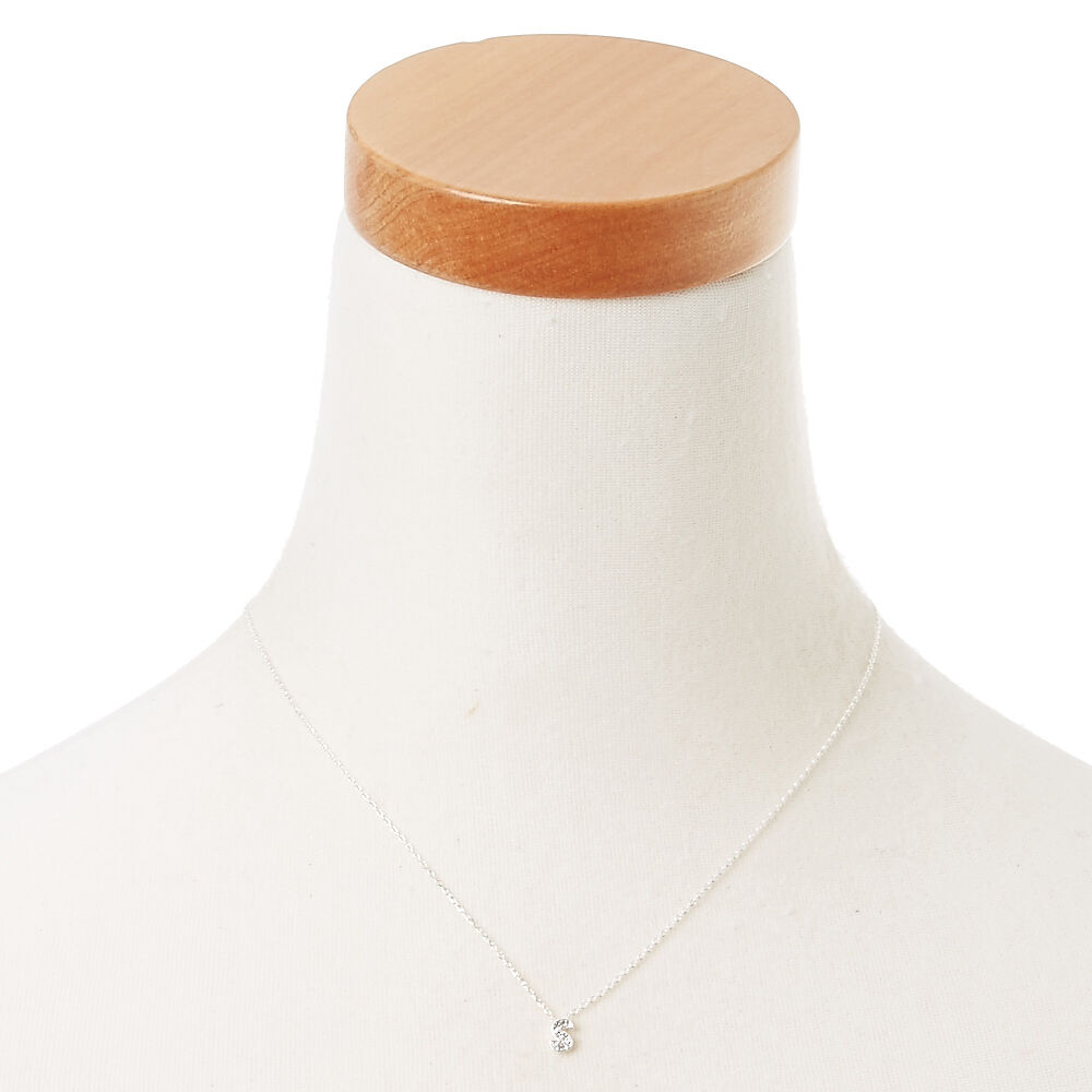 Silver Embellished Initial Pendant Necklace S
