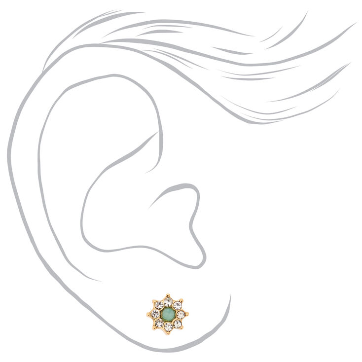 Boucles d&#39;oreilles aimant&eacute;es &eacute;toile &agrave; strass et pierre d&#39;imitation verte,