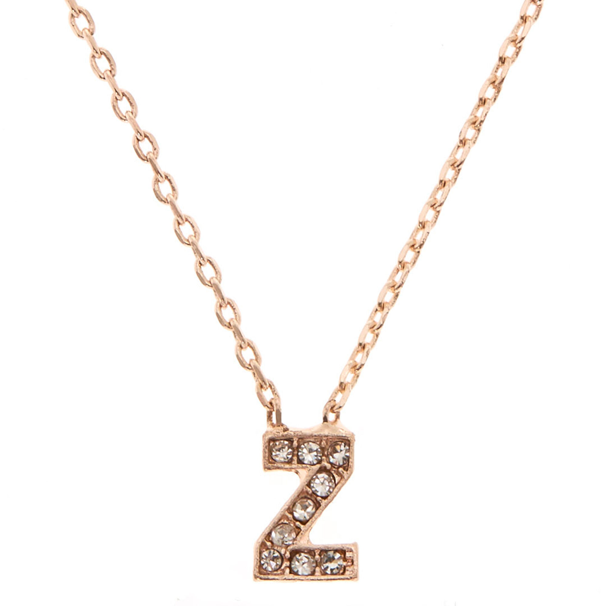 Rose Gold Embellished Initial Pendant Necklace - Z | Claire's US