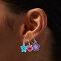 Star, Heart &amp; Daisy Burst Drop Earring Stackables Set - 3 Pack,