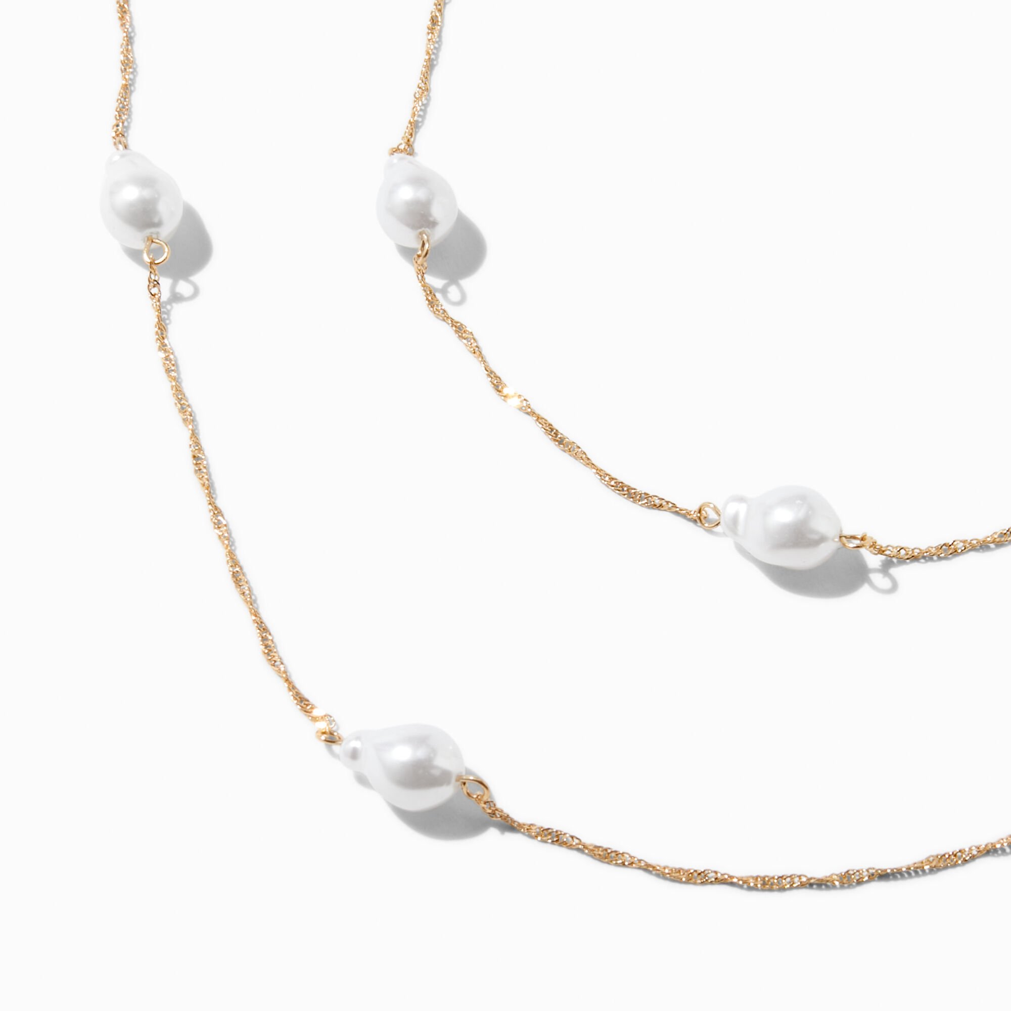 Gold-tone Pearl Multi-Strand Necklace,