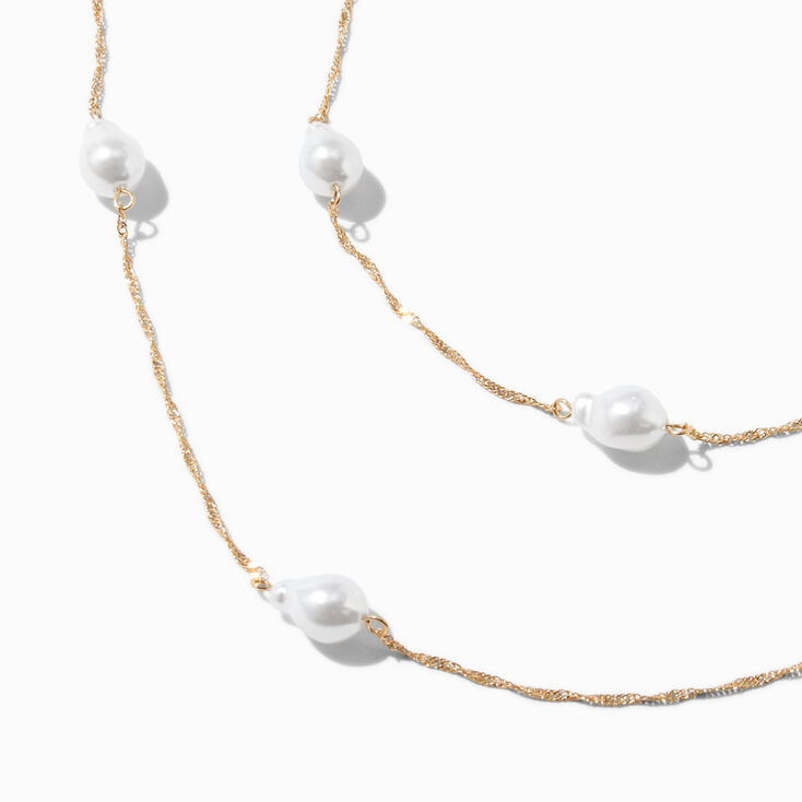 Gold-tone Pearl Multi-Strand Necklace,