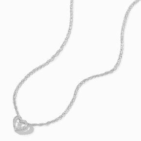 C LUXE by Claire&#39;s Sterling Silver 1/10 ct. tw. Laboratory Grown Diamond Open Heart Pendant Necklace,