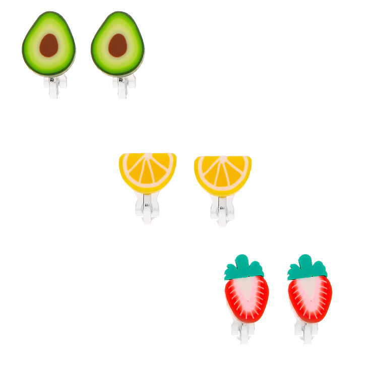 Claire's Boucles d'oreilles à clip tranches de fruit - Lot de 3