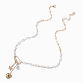 Gold-tone Celestial Toggle Pendant Necklace,