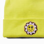 Daisy Happy Face Neon Yellow Beanie Hat,