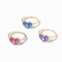 Groovy Love Heart Gold Adjustable Rings - 3 Pack,