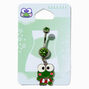 Keroppi&reg; Silver-tone Stainless Steel Green Crystal Charm 14G Belly Bar,