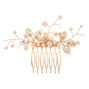 Rose Gold-tone Faux Pearl Flower Hair Comb - Blush,
