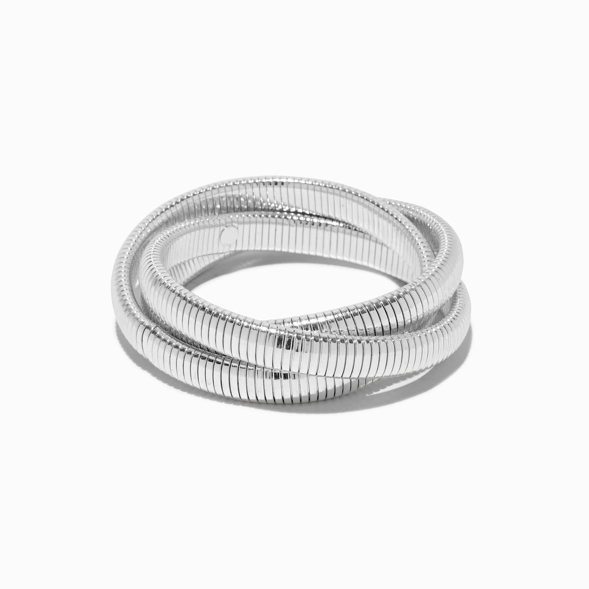 Bracelet fin bangle enrouleur chaîne serpent couleur argentée,